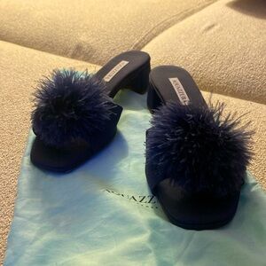 Aquazurra Slide On Pump Sandal Navy